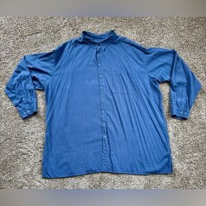 Perry Ellis Men's Navy Pinstripe Button Down Shirt (5XLT)